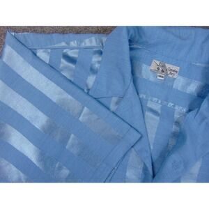 Smokey Joe's Shirt Mens 3XL Blue Striped Satin Bowling Camp Collar Streetwear